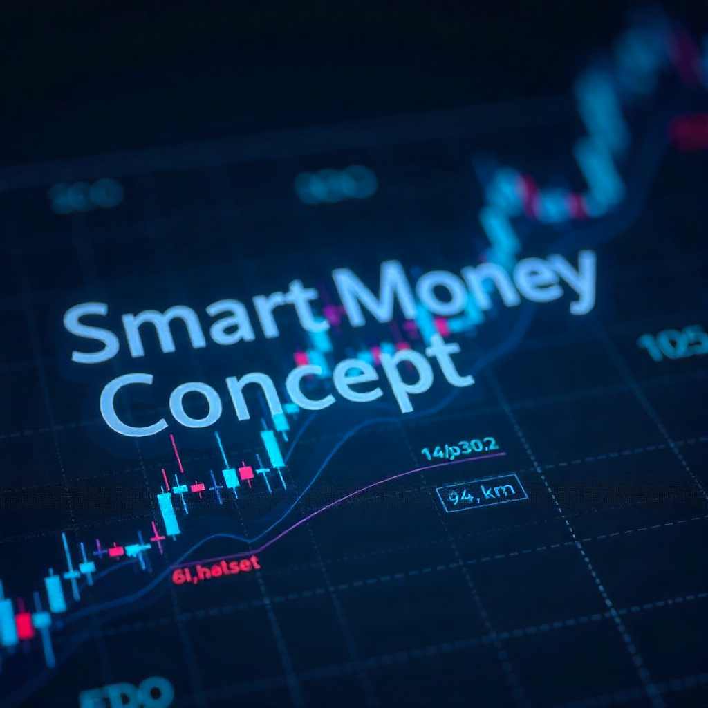 Futuristic trading chart with Smart Money Concept written in it