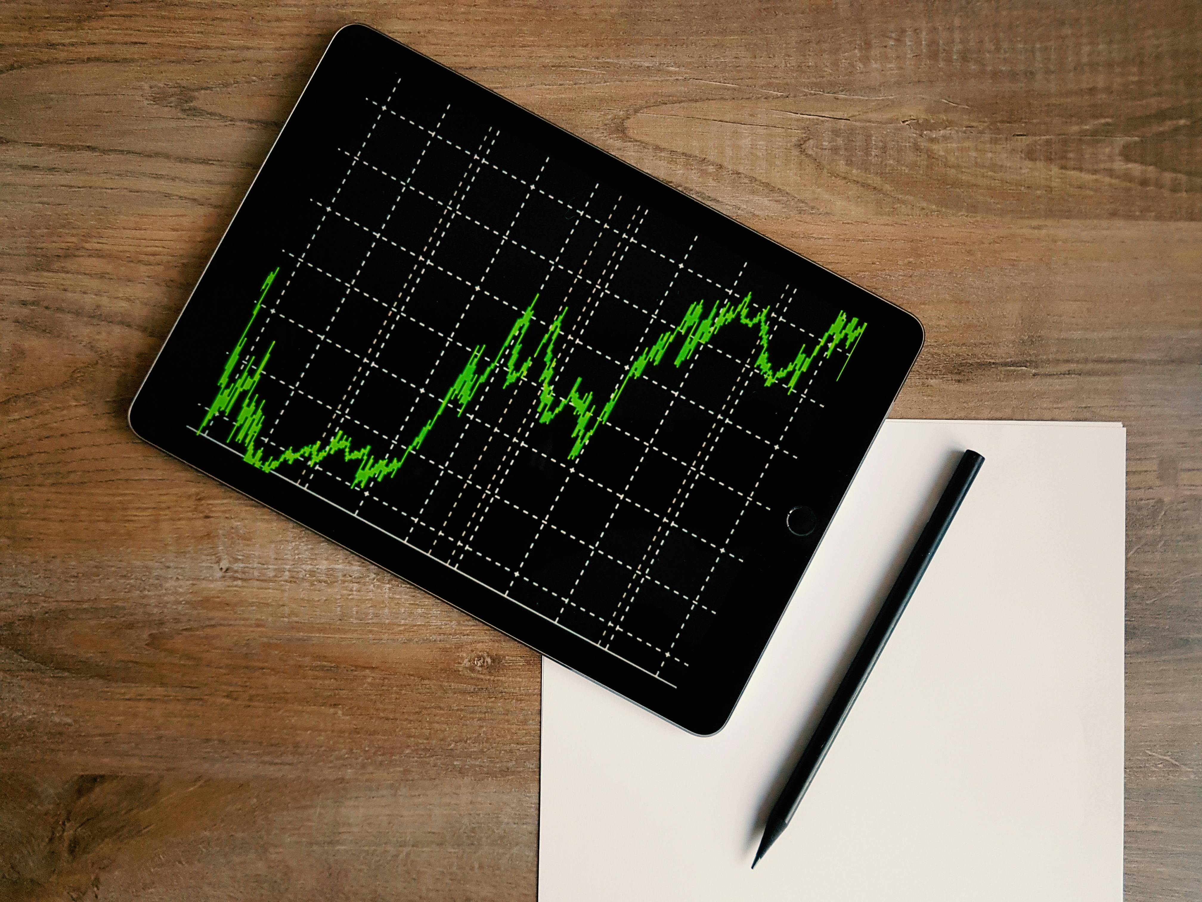 A tablet with a trading chart open